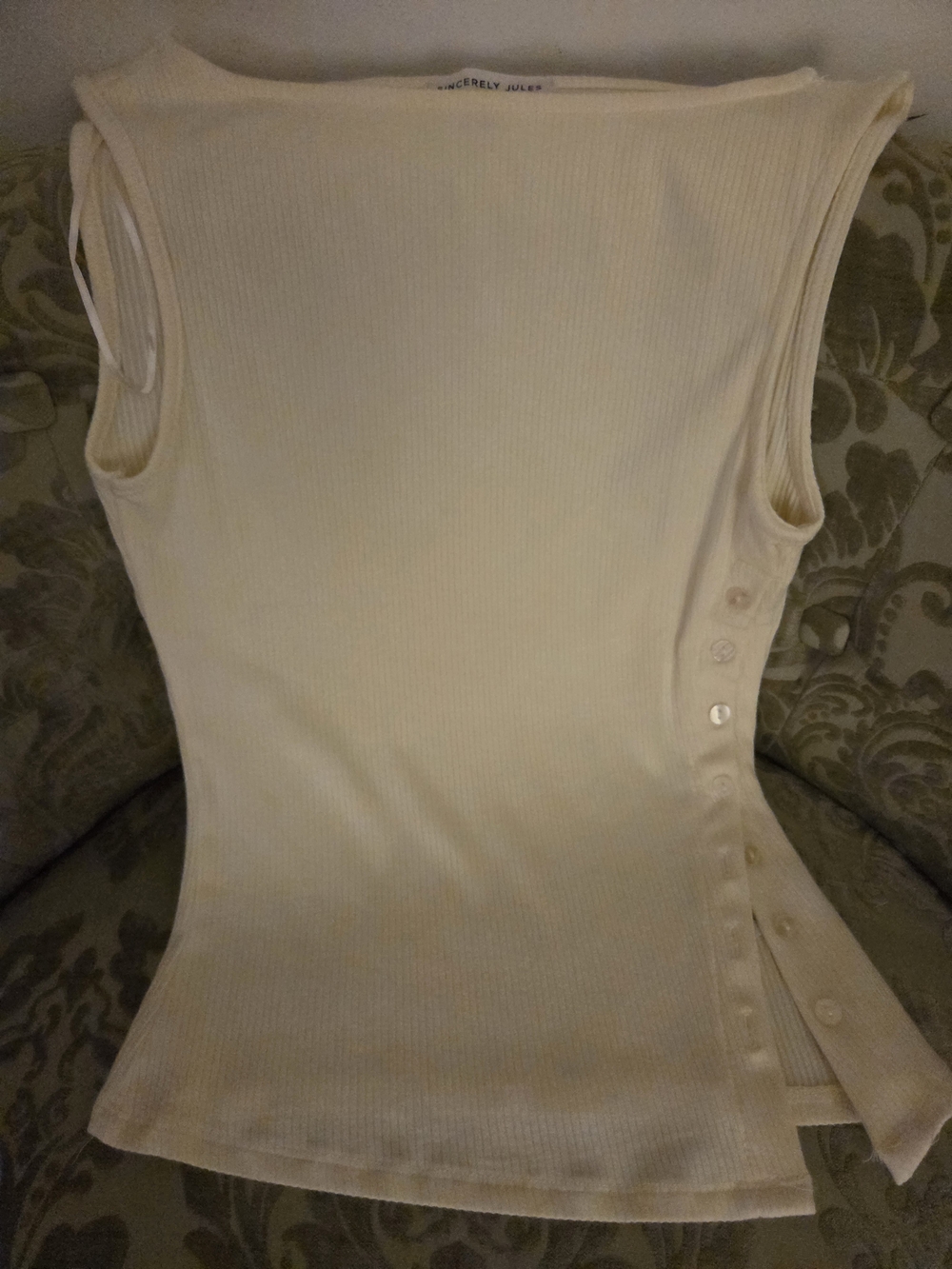 Sincerly Jules Cream Ribbed Button-Side Tank Top - Women's NWOT